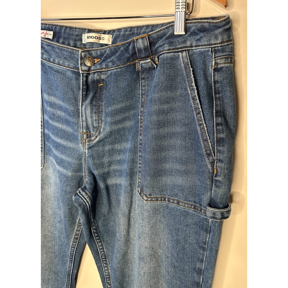 VIGOSS Carpenter Boot Cut Blue Jeans Women's Size 31 Mid Rise Utility Denim EUC - Picture 4 of 14
